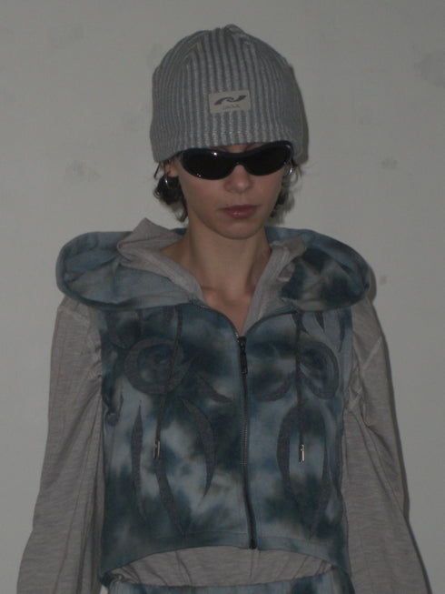 PAPER LOGO RIB BEANIE -GRAY-